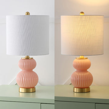Daphne 20" Ribbed Metal/Glass LED Table Lamp